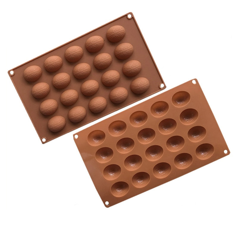 20 Cavity Walnut Silicone Chocolate Candy Mold Nuts Cookie Baking