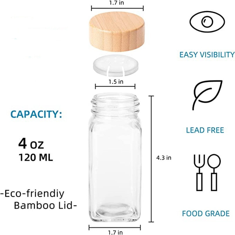 5/12 Pcs Glass Spice Jars with Bamboo Lid