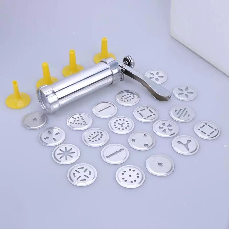 Cookie Press Gun Kit for DIY Biscuit Maker- Includes 10/20 Cookie dies and 4 nozzle